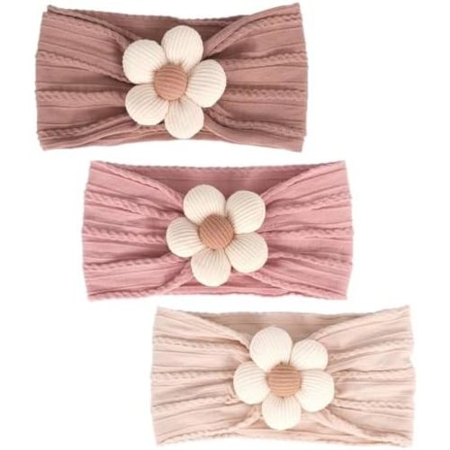 3 Pcs Baby Flower Headbands Baby Girl Nylon Headband Soft Newborn Hairbands
