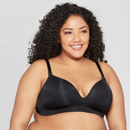 Women's Wirefree Nursing Bra - Auden™ Black 32D: Lightly Lined, Padded, Wireless, Adjustable Strap, One-Handed Cup Release