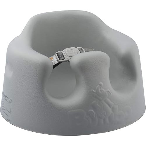 Bumbo Baby Floor Seat, Portable Infant Sit Up Activity and Eating Chair Baby Infant Soft Foam Comfortable Floor Seat with 3 Point Adjustable Harness, Cool Grey