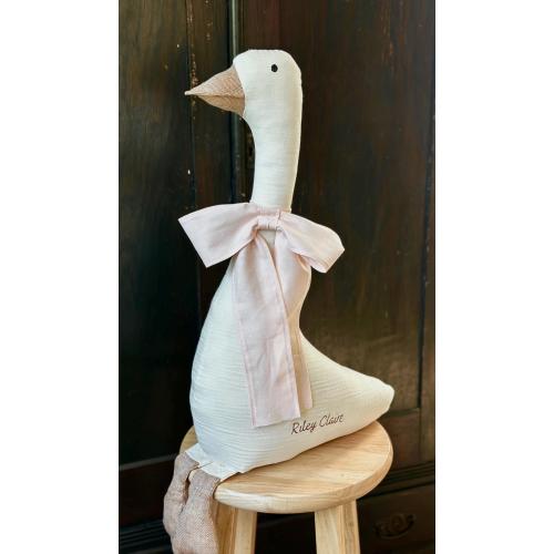 pink monogrammed nursery goose