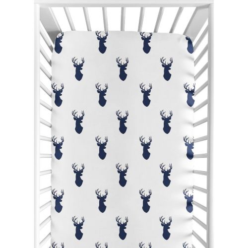 Sweet Jojo Designs Boy Baby Fitted Crib Sheet Stag Navy and White