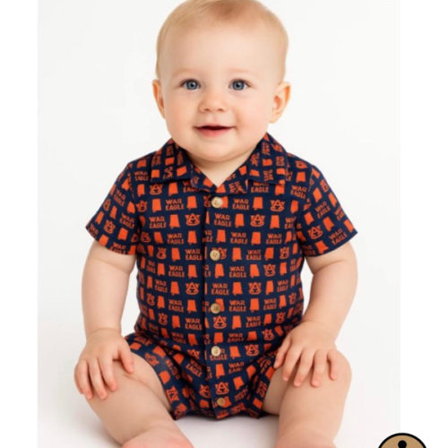 AUB | Auburn Stewart Simmons Infant Unisex Twill Button Up Onesie | Alumni Hall