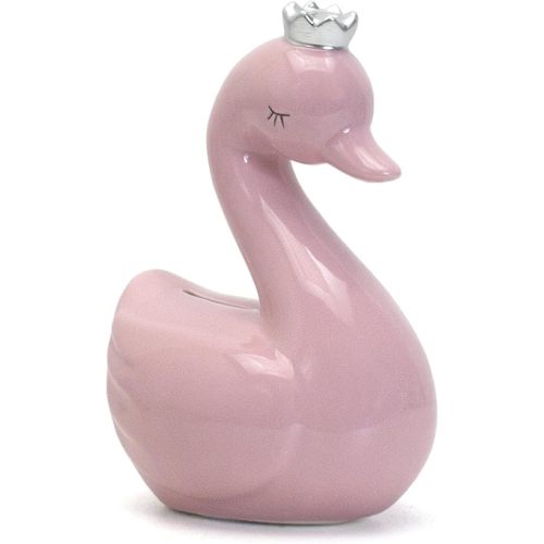 Child to Cherish Ceramic Swan Piggy Bank (Pink)