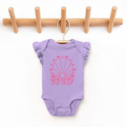 The Juniper Shop Grow Wild Sun Child Baby Flutter Sleeve Bodysuit - 12 Month - Lavender