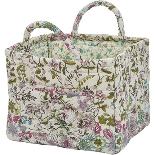 Boho Fabric Storage Basket, Large Capacity Laundry Basket, 12.2'' x 10.23'' x 10.23'' Collapsible Laundry Hamper with Easy Carry Handles (C Multi-Color 1, L)