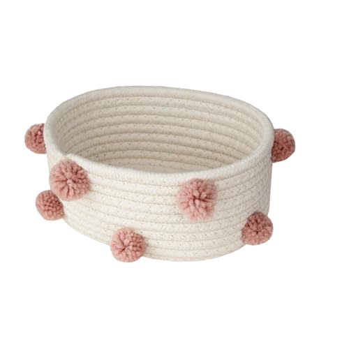 CHILDWEET Woven Storage Basket for Makeup Cosmetic Container Cotton Woven Container for Dressing Table Desktop Sundries Storage Holder 7.87 X 5.90 X 3.54 in
