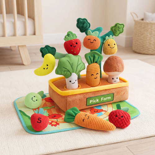 Montessori Sensory Toys, Fruit & Vegetable Color Sorting Toy, Fine Motor Skills Learning Toy, Educational Matching Game for Toddlers Ages 3+, Birthday Gift for Boys Girls