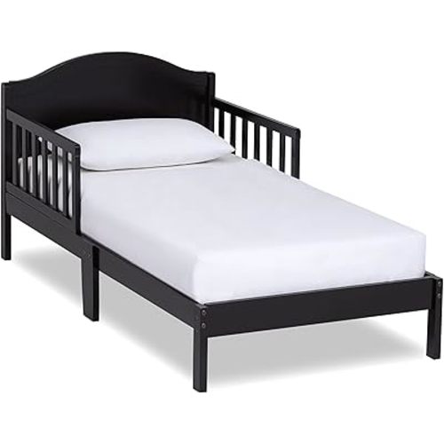 Dream On Me Sydney Toddler Bed in Black, Greenguard Gold Certified, JPMA Certified, Low To Floor Design, Non-Toxic Finish, Safety Rails, Made Of Pinewood