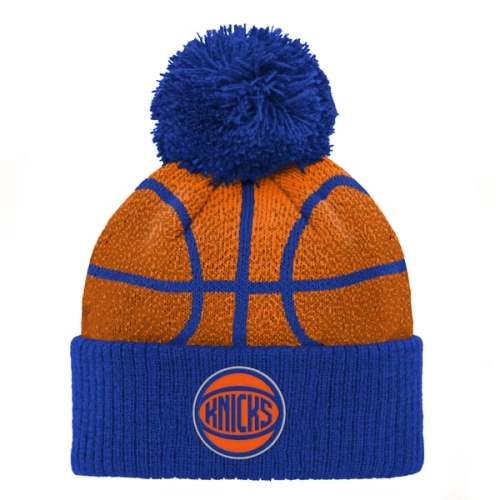 Infant New York Knicks Blue Basketball Head Cuffed Knit Hat with Pom