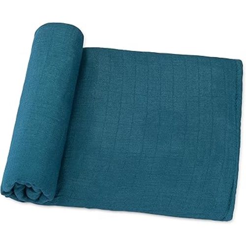 Comfy Cubs Muslin Swaddle Blankets Pack of 1 - 47 x 47 Inch Soft Cotton Baby Blanket Set, Large Multipurpose Wraps for Newborns - Self-Soothing Swaddles for Newborns - Neptune