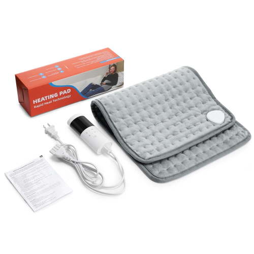 Multi-Function Heating Pad Blanket for Home and Office Use - Soft Crystal Material, 9 Temperature Settings, Timer Function, Flame Retardant gray