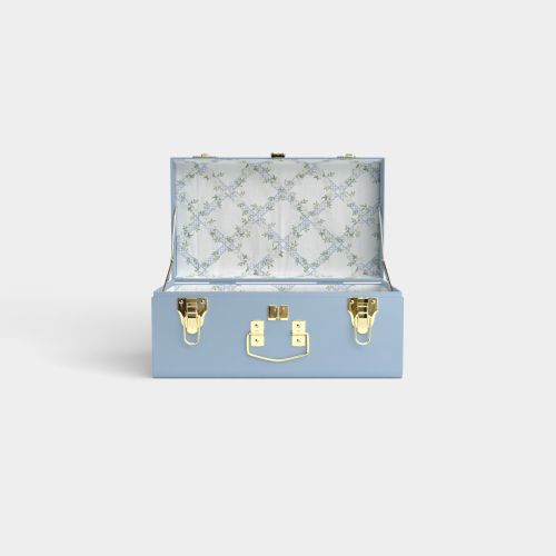 Mini Trunk - Light Blue - Timeless Trellis / Embroidery