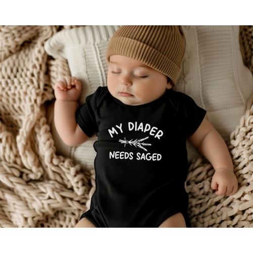 My Diaper Needs Saged Bodysuit, Creepy Cute Goth Baby Clothes, Witch Baby Shower, Spooky Season New Baby Gift, Creepy Mom Life