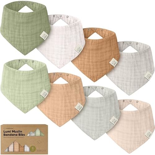 8-Pack Muslin Baby Bibs for Drooling, Teething Bandana Bibs 0-36M (Pine)