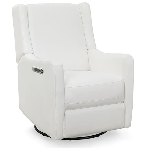 Delta Children Mercer Electronic Power Recliner and Swivel Glider with USB Port in LiveSmart Performance Fabric - Water Repellent & Stain Resistant, Pearl