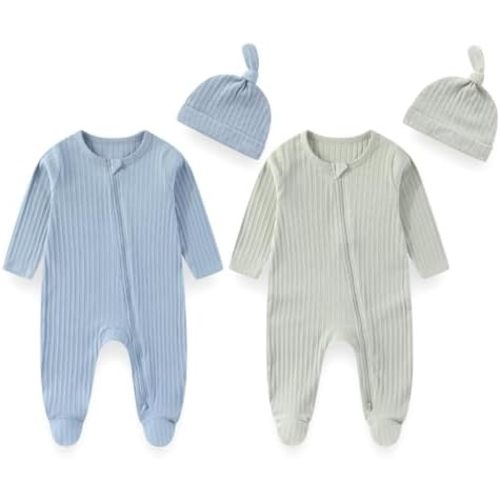 Unisex Baby Boy Girl Footies Sets Cotton Long Sleeve Infant Rompers 0-12Months Babies' Outfits