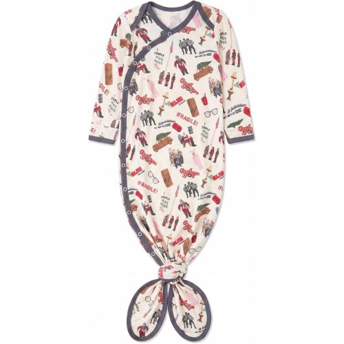 Copper Pearl Baby Gown - Knotted Newborn Sleepers for Baby Boy, Soft Stretchy Long Sleeve Infant Gowns with Bottom Tie and Hand Mittens, Perfect Hospital Coming Home Outfit (A Christmas Story)