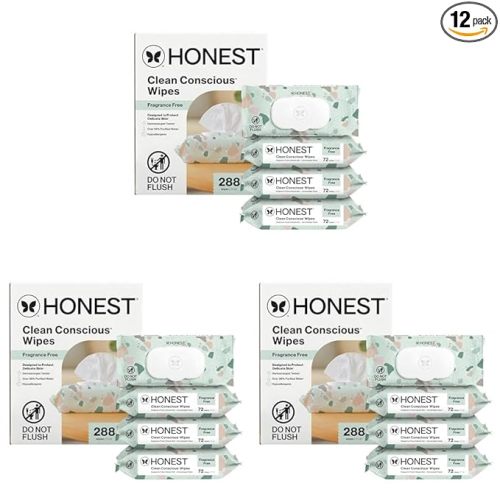 The Honest Company Hypoallergenic Multi-Use Baby Wipes for Sensitive Skin, Geo Mood, 288 Count (Pack of 3)