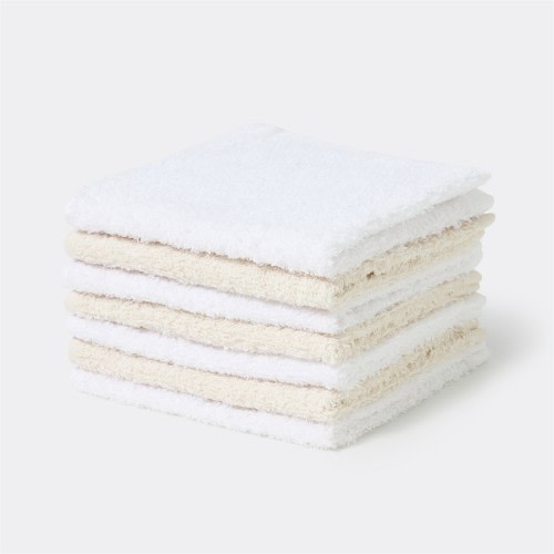 Dymples Cotton Face Washer 7 Pack - Natural/White