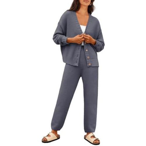 LILLUSORY Womens Cardigan Pants Sets 2 Piece Slouchy Sweater Loungewear