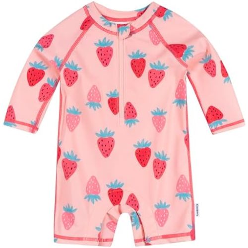 Gerber Baby Girls' Toddler Long Sleeve One Piece Rashguard Swimsuit