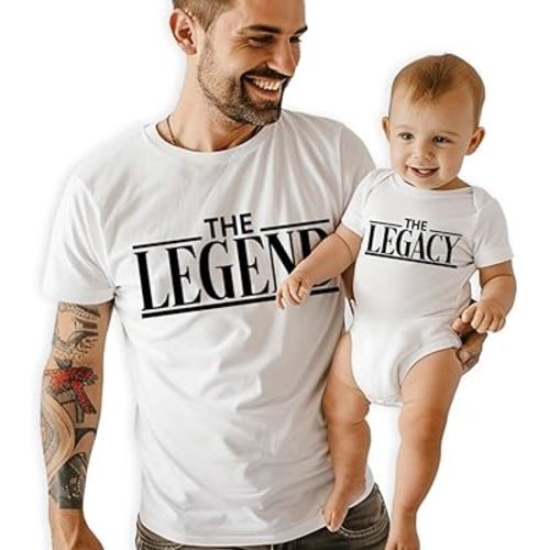 The Legend The Legacy - Personalized Dad & Baby Matching Outfits - Son & Daughter Shirts - First Time Dad & Baby Matching Set