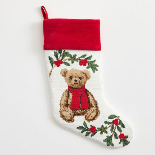 Teddy Bear Needlepoint Stocking