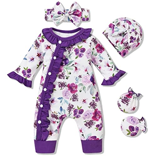 Aalizzwell Baby Girls Romper Outfit Fall Winter Clothes with Accessories