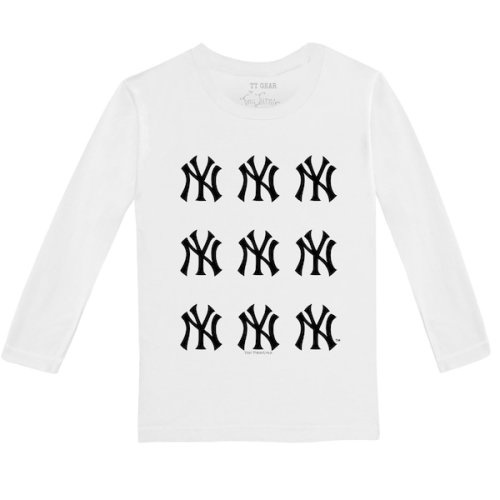 Infant New York Yankees Tiny Turnip White Logo Grid Long Sleeve T-Shirt T-Shirt
