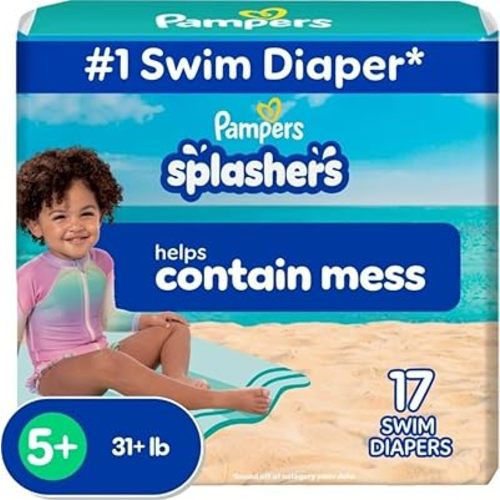 Pampers Splashers Swim Diapers, Size 5, 17 Count, Disposable Swim Diapers, Contains Mess, No Swell