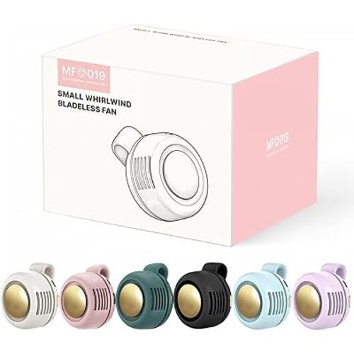 Portable Clip-On Fan, Mini USB Rechargeable 360° Rotatable Fan, 3-Speed Silent Mini Bladeless Fans (Pink and Green)