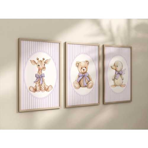 Purple Animal Nursery Wall Art 16x20