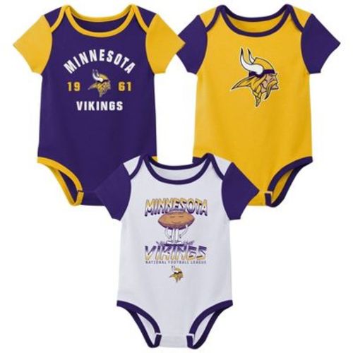 NFL Minnesota Vikings White Newest Fan 3pk Bodysuit - 6-9M