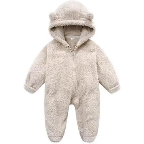 UVIPC Newborn Baby Bear Fleece Outfit Footie Jumpsuit Winter Romper Snowsuit outfit Bear Suit Warm Hooded Outfits