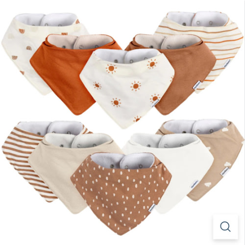 10-Pack Baby Neutral Rust Suns & Rainbows Jersey Bandana Bibs – Gerber Childrenswear