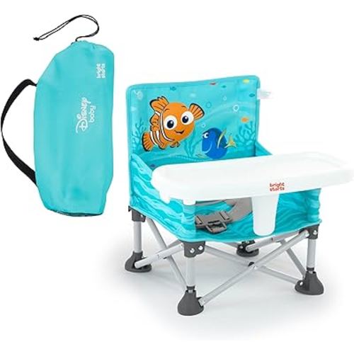Bright Starts Disney Finding Nemo Pop 'N Sit Portable Booster, Indoor/Outdoor Use, Floor Seat with Feeding Tray, 6 Mos - 3 Yrs