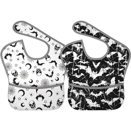 Bibs Cute Baby Stuff 2Packs for 6-24 Months Waterproof Washable Fabric