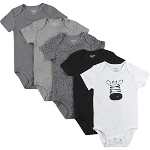 Hanes Baby Bodysuits, Ultimate Flexy Short Sleeve for Boys & Girls, 5-Pack