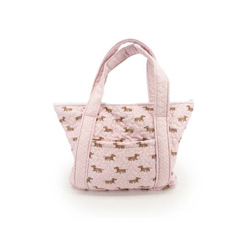 Dachshund Dots Pink Zipper Tote Bag