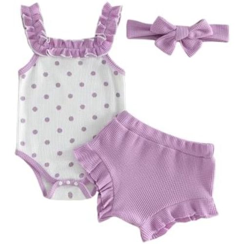 Newborn Baby Girl Summer Outfits Aunties Bestie Sleeveless Romper and Bloomer Shorts Matching Set Waffle Clothes