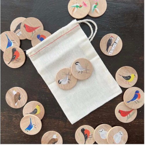 Wooden bird memory game