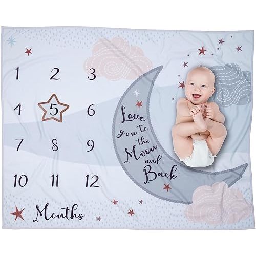 Lambs & Ivy Goodnight Moon Milestone Photo Opportunity Soft Fleece Baby Blanket