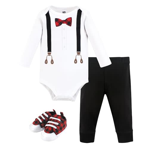 Hudson Baby Baby Cotton Bodysuit, Pant and Shoe Set