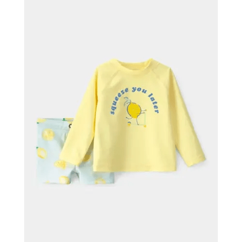 Baby Boy 2-Piece Lemon Rashguard Swimsuit Set - Yellow/Blue | Carter's