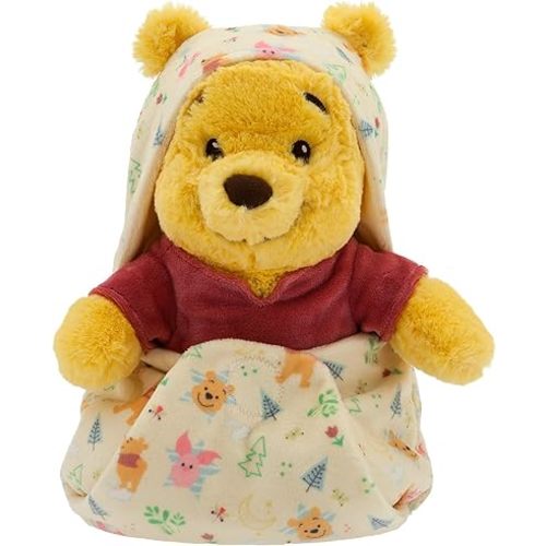 Disney Store Official Winnie The Pooh Plush with Blanket Pouch Babies Plushy in Baby Swaddle - Toy for Those who Love Plush Figure Toys, Cute Plushies, & Baby Stuffed Animals - Small - 10"