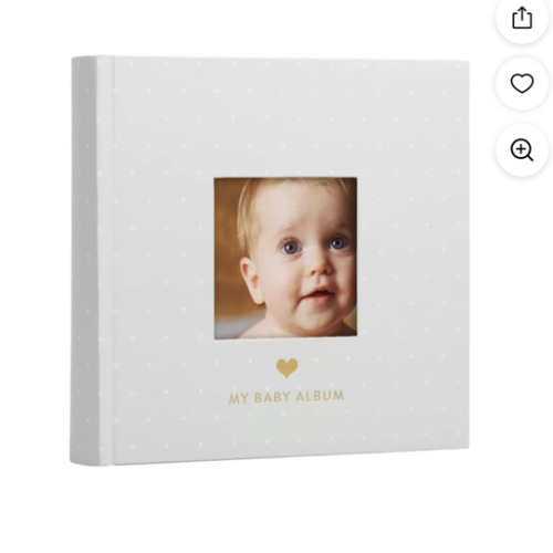 Pearhead Baby Photo Album, Keepsake Book for New and Expecting Parents, Gender-Neutral Baby Accessory, Ideal Gift for Baby Shower, Holds 200 Pictures, Gray and White Polka Dot