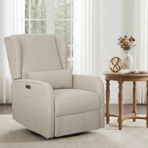 Madison Park Candace Power Recliner 3-in-1 with Swivel, Glider, USB Ports