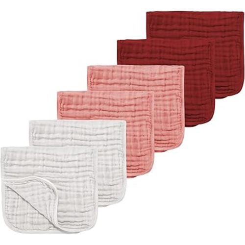 Muslin Burp Cloths, Pink Series, 6 Pack