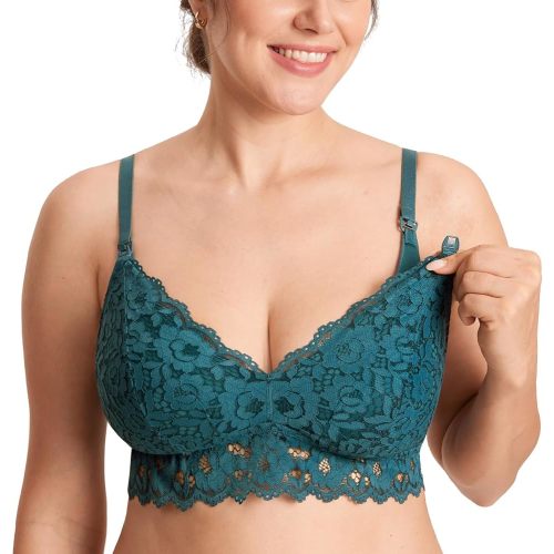 MOMANDA Women's Lace Nursing Bra Lace Bralette Padded No Underwire Maternity Bras Breastfeeding Pregnancy