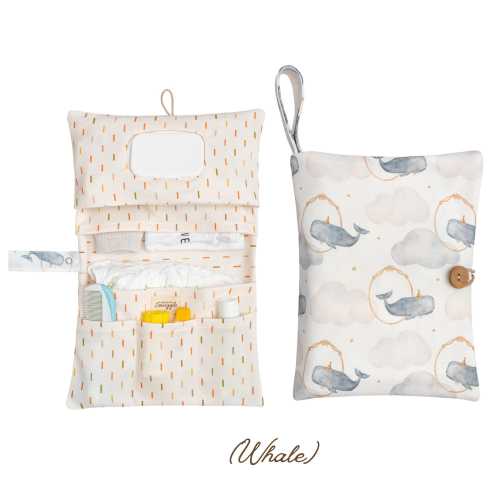 Whale Print Diaper Clutch, Portable Baby Essentials Organizer, Nappy Wallet, Baby Shower Gift